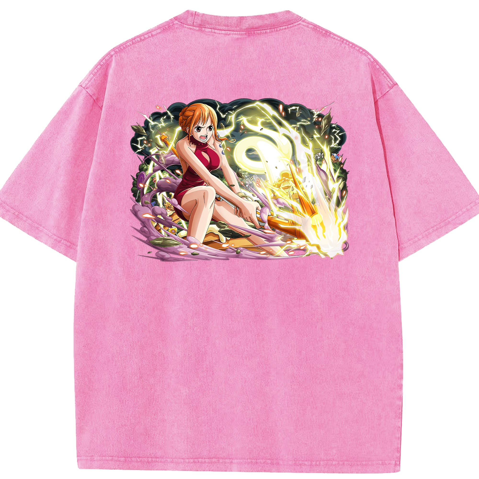 ワンピース ナミ ONE PIECE Nami 綿100% ヴィンテージ風 半袖Tシャツ（背面プリント）